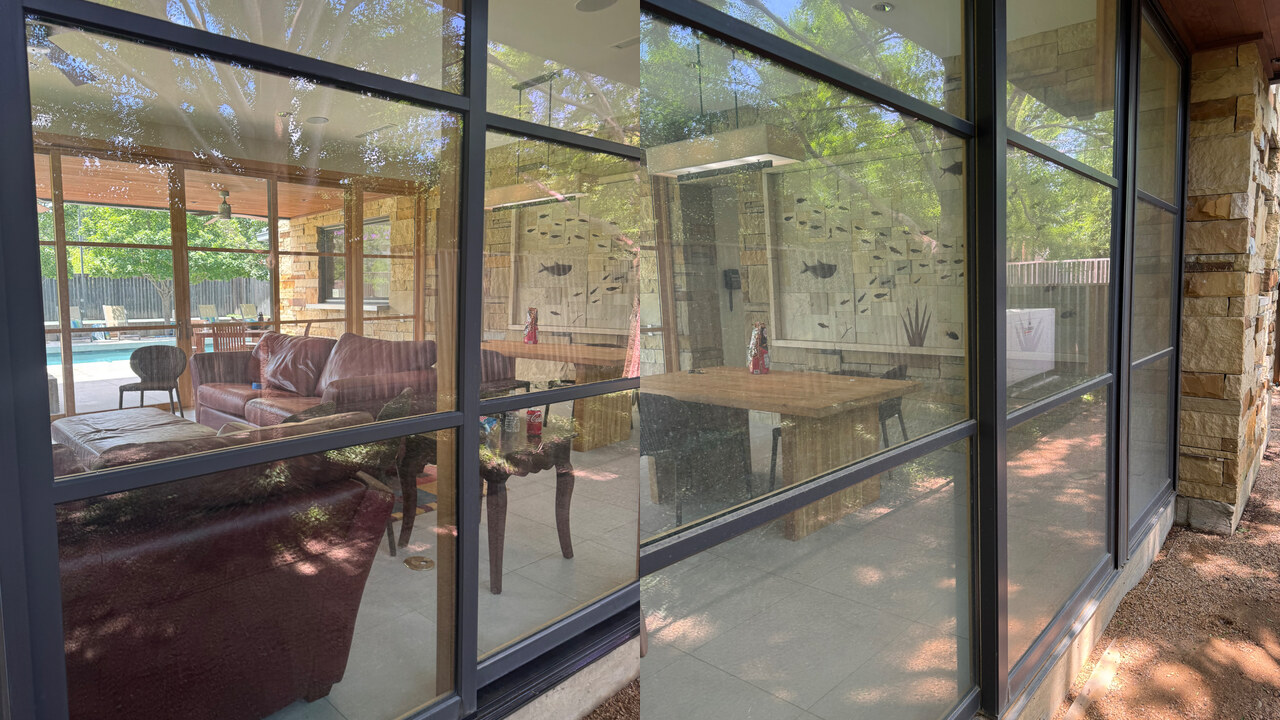 Before and after professional window cleaning in Dallas TX